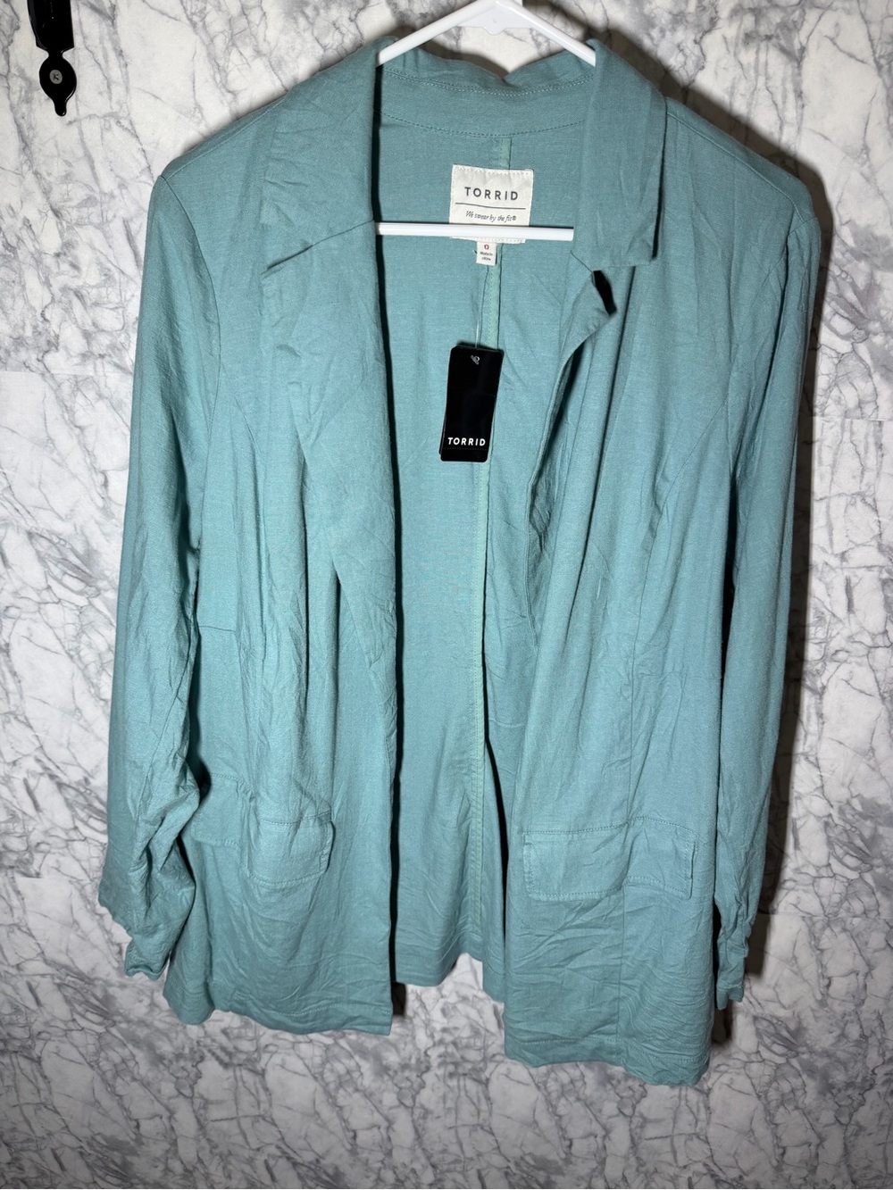 torrid light teal open-front blazer